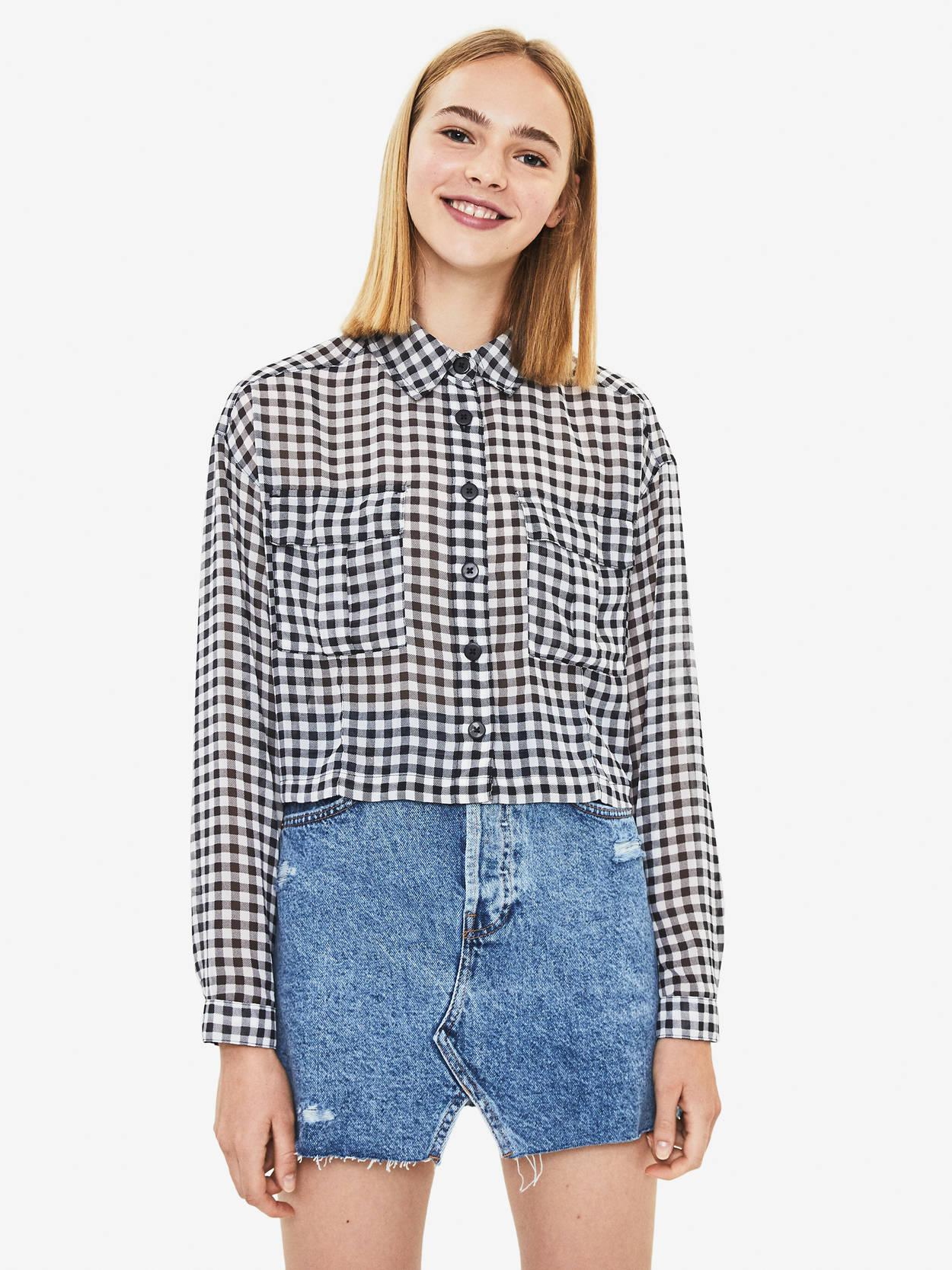 

Рубашка Bershka 5824/880/060-ADHA L Черная с белым