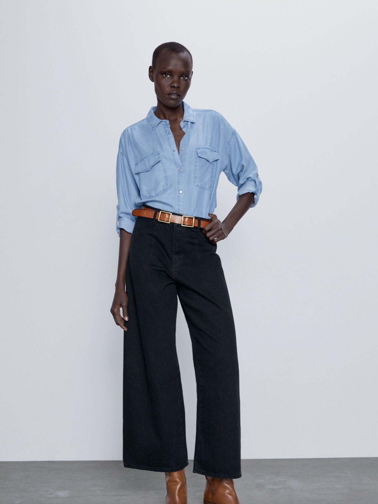 

Джинсовая рубашка Zara 2398/960/406-ACUP M Голубая
