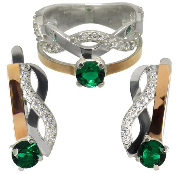 

Серебряный набор Dariy Мирцелла с золотыми накладками 047