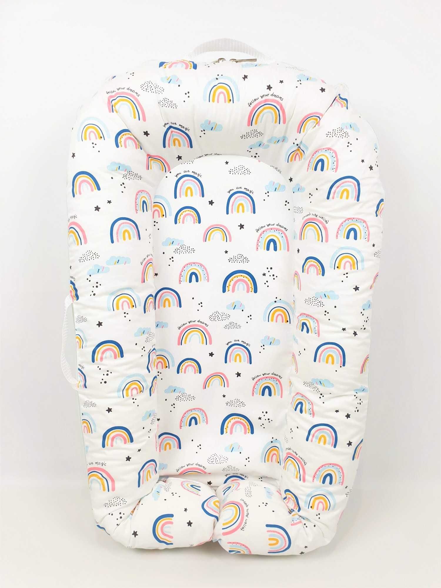 

Кокон-гнёздышко для новорожденного со съемным чехлом SD Studio Premium Розовые радуги