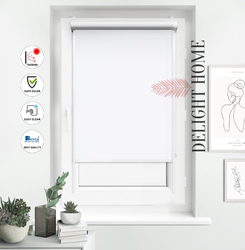 

Рулонная штора в коробе и с направляющими алюминий Tanova Термо Айс белый 140х150 см