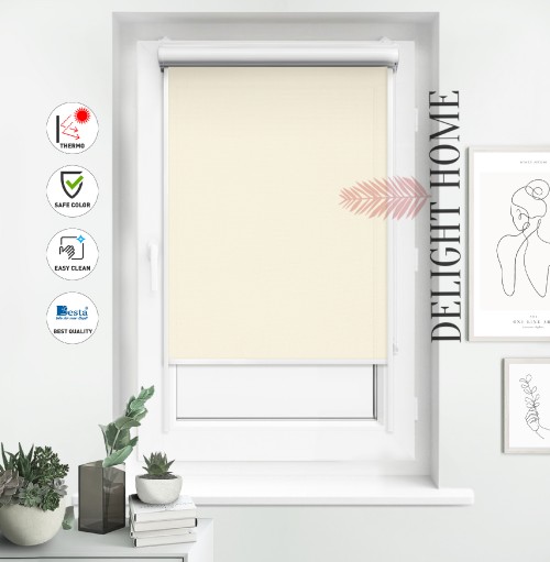 

Рулонная штора в коробе и с направляющими алюминий Tanova Термо Айс кремовый 105х150 см