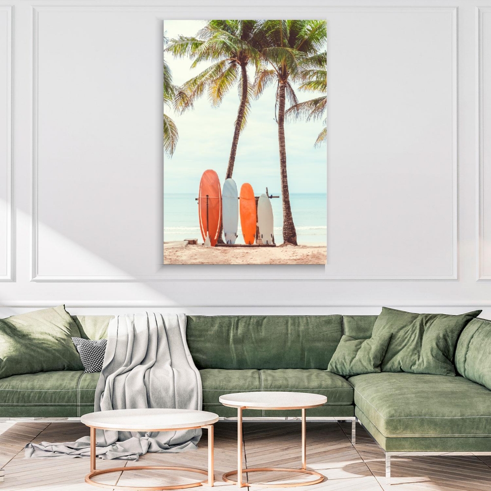 

Картина на холсте Природа Surfboard And Palm Tree On Beach 70х140 см.
