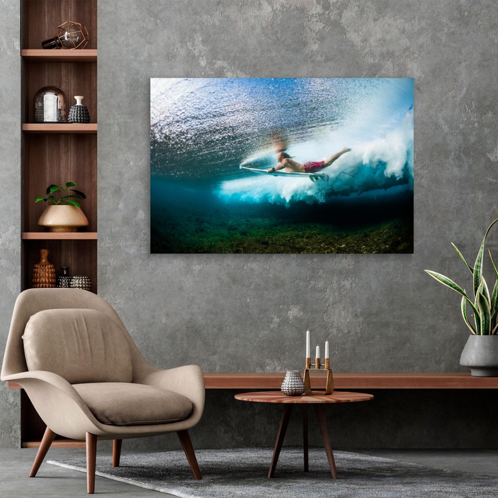

Картина на холсте Природа Young Surfer Dives Under The Ocean 45х60 см.