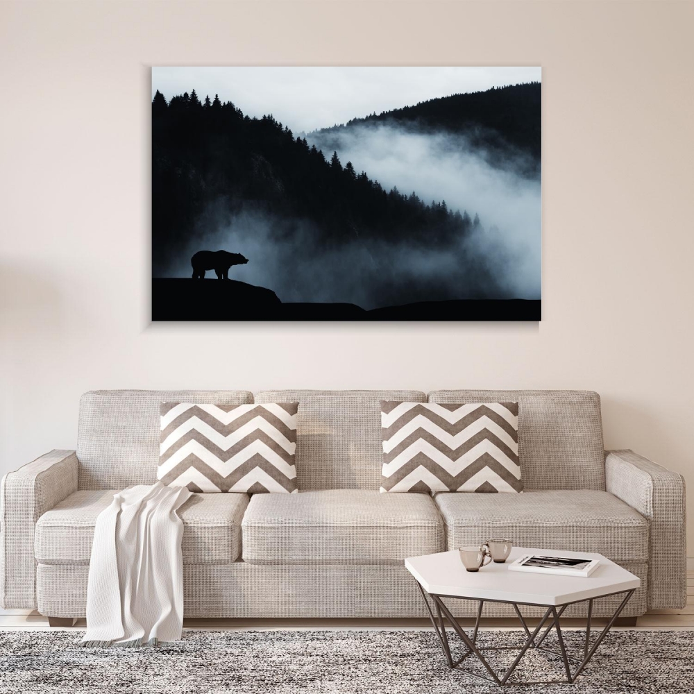 

Картина на холсте Животные Bear Silhouette And Foggy Mountains 50х65 см.