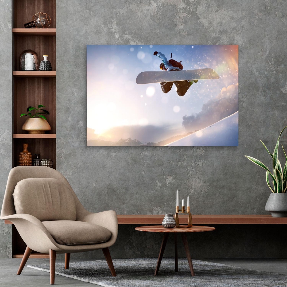 

Картина на холсте Cпорт Snowboarder In Flight 110х150 см.