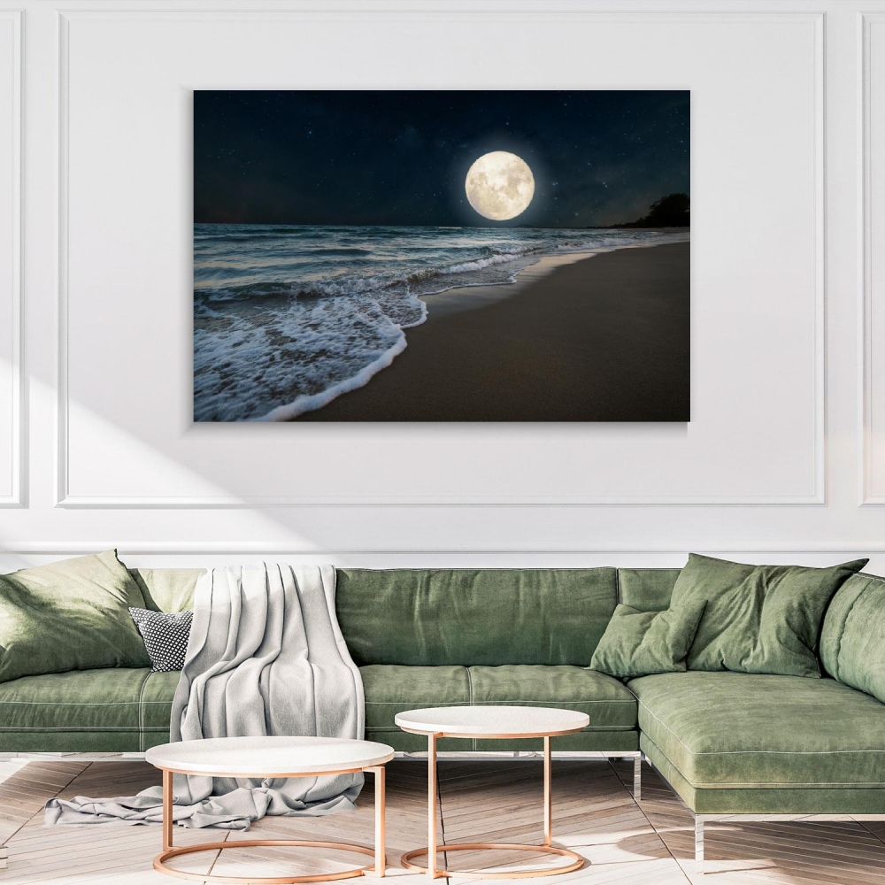 

Картина на холсте Природа Romantic Beach And Full Moon 110х150 см.