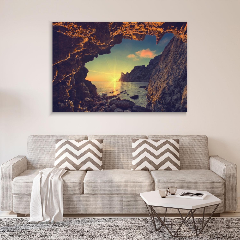 

Картина на холсте Природа Sea ​​Sunset From A Mountain Cave 75х100 см.
