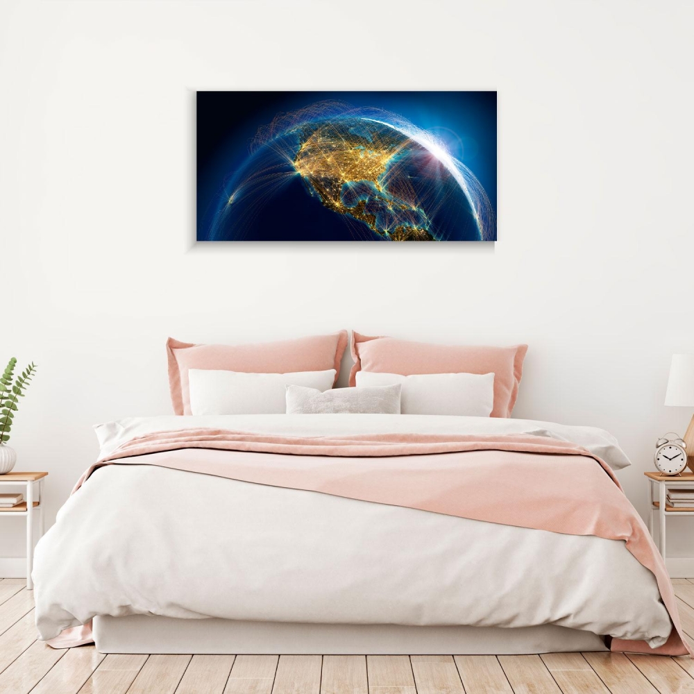 

Картина на холсте Космос Planet earth with air routes 50х65 см.