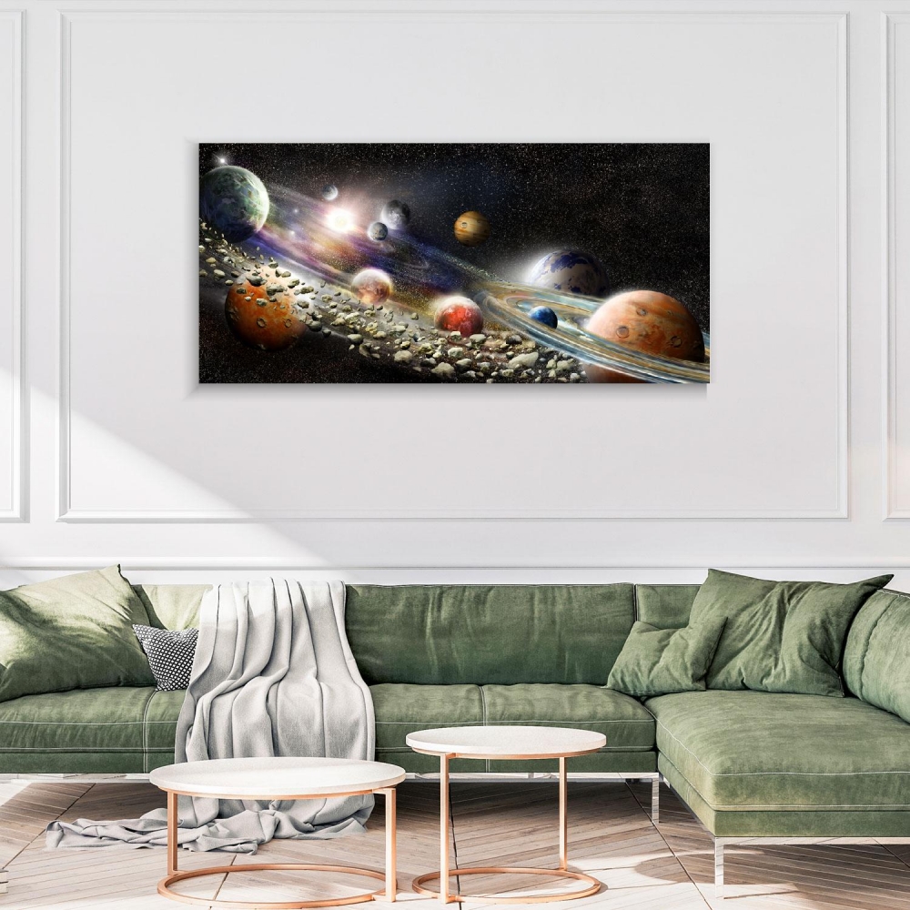 

Картина на холсте Космос Alien Solar System With Asteroid Ring 90х180 см.