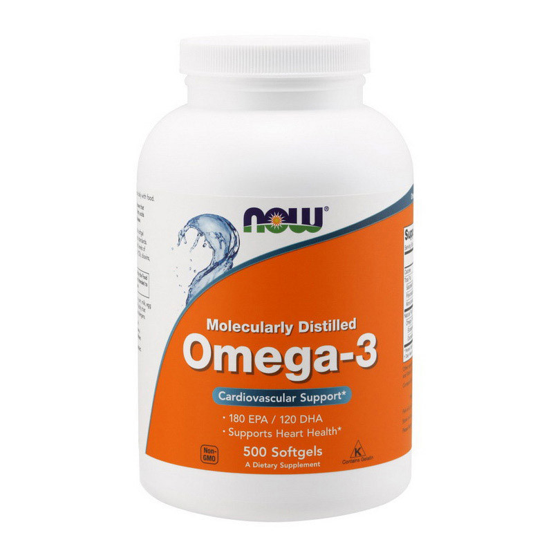 

Жирные кислоты Омега 3 рыбий жир Нау Фудс / NOW Foods Omega 3 180 ЭПК/120 ДГК 500 капсул