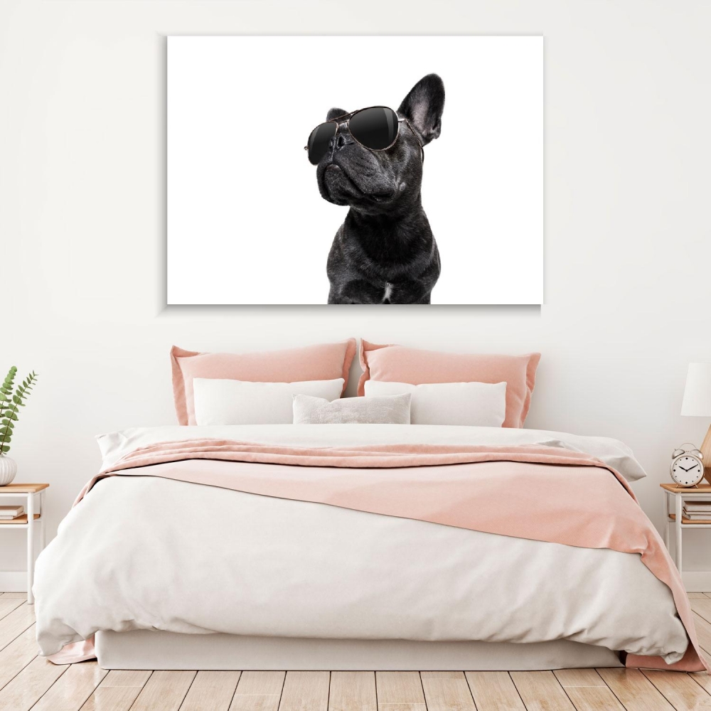 

Картина на холсте Животные French Bulldog With Glasses 75х100 см.