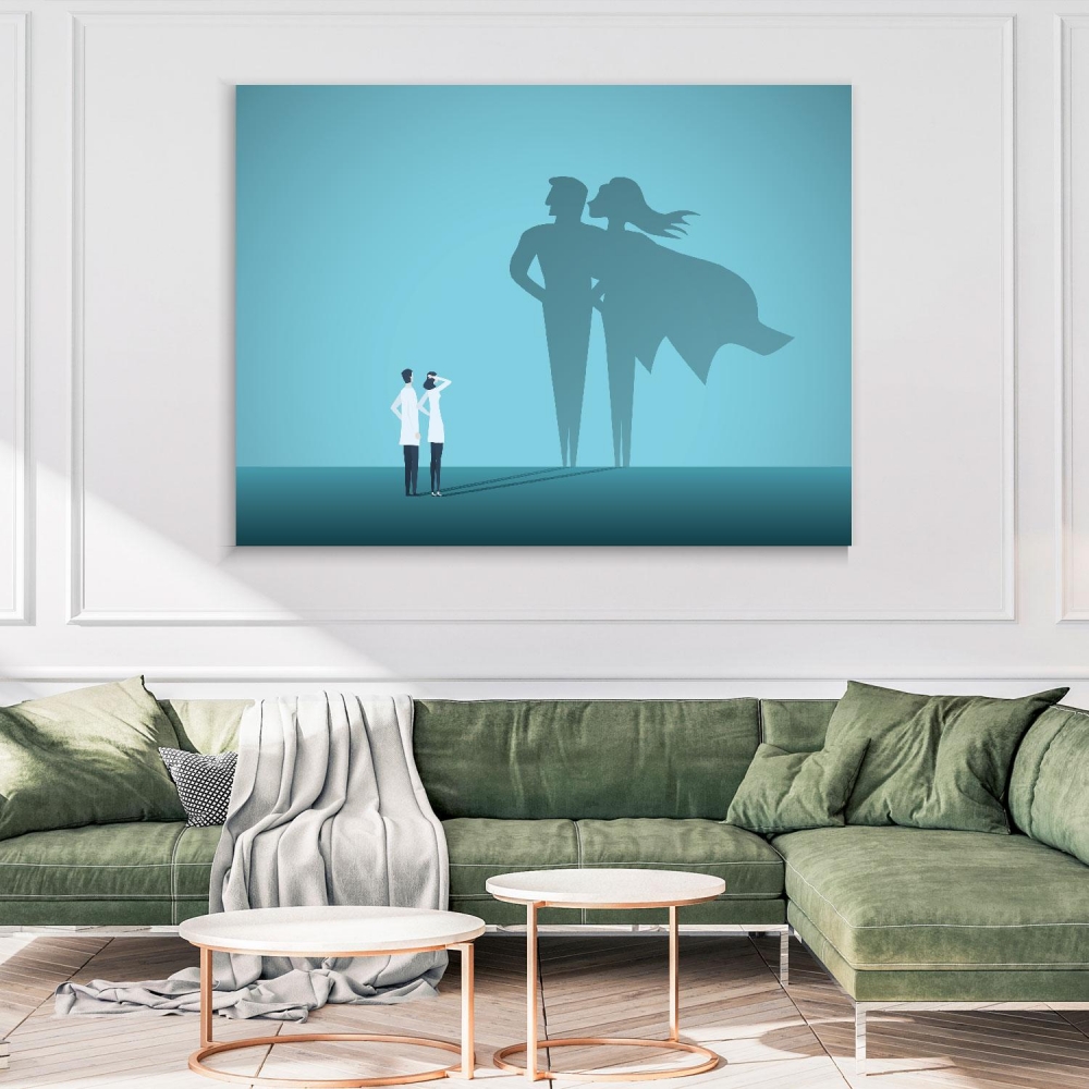 

Картина на холсте Стоматология Doctors Looking At Superhero Shadow 50х65 см.