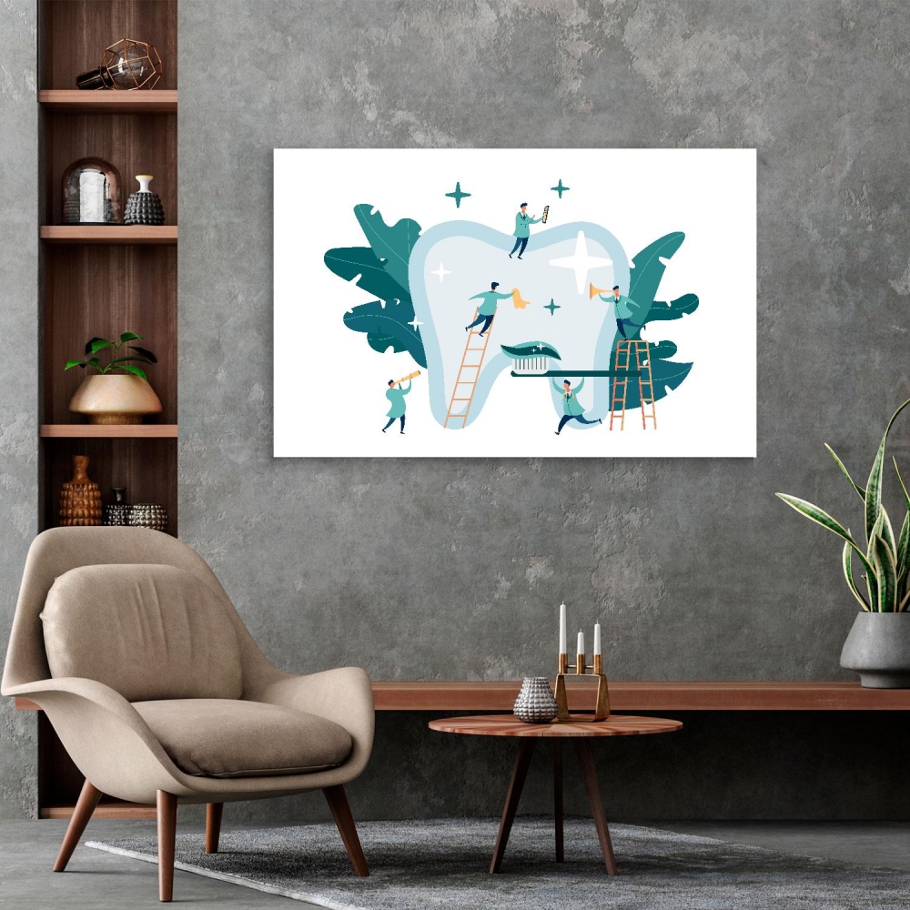 

Картина на холсте Стоматология A Group Of Dentists Take Care Of The Tooth 60х120 см.