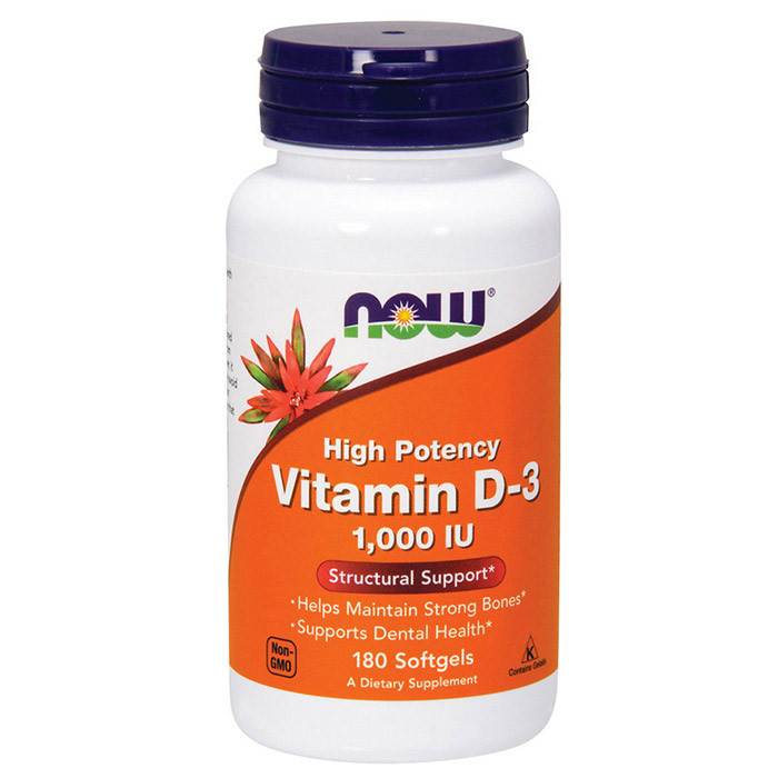 

Витамин D3 (Холикальциферол) Нау Фудс / Now Foods Vitamin D-3 1000 IU 180 softgels / капсул