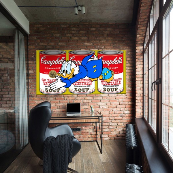 

Картина на холсте Деньги Campbell's McDuck 90х180 см.