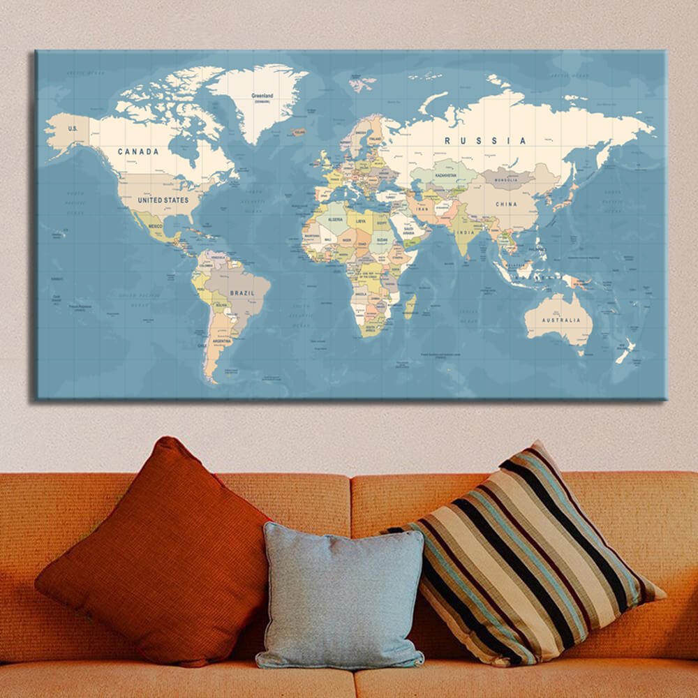 

Картина на холсте Путешествия World map 90х180 см.