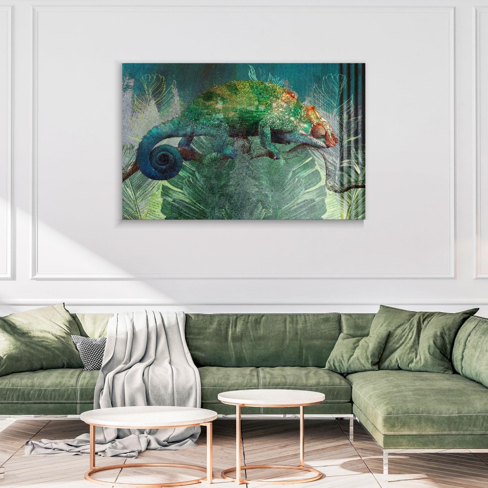 

Картина на холсте Для дома Tropical Plants With Chameleon 60х120 см.