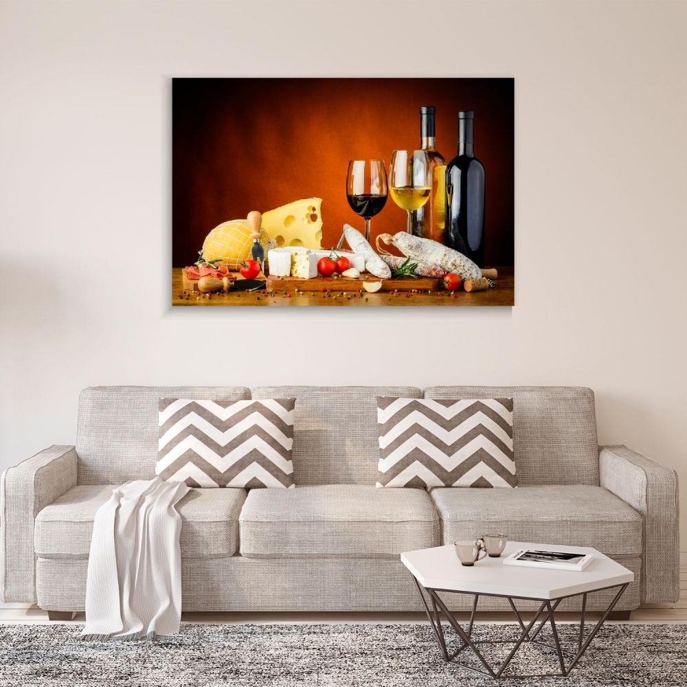 

Картина на холсте Для кухни Wine And Cheese Composition 50х65 см.