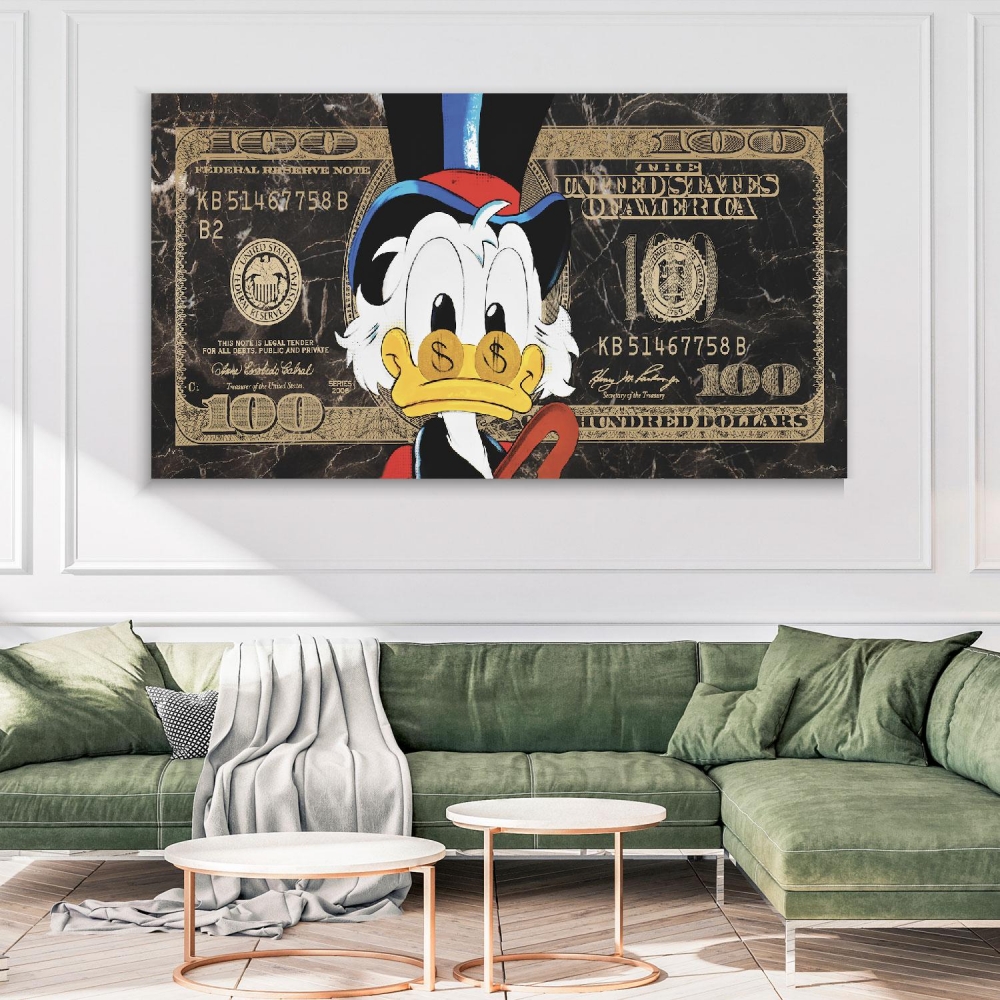 

Картина на холсте Деньги 100$ Black Scroodge 40х80 см.