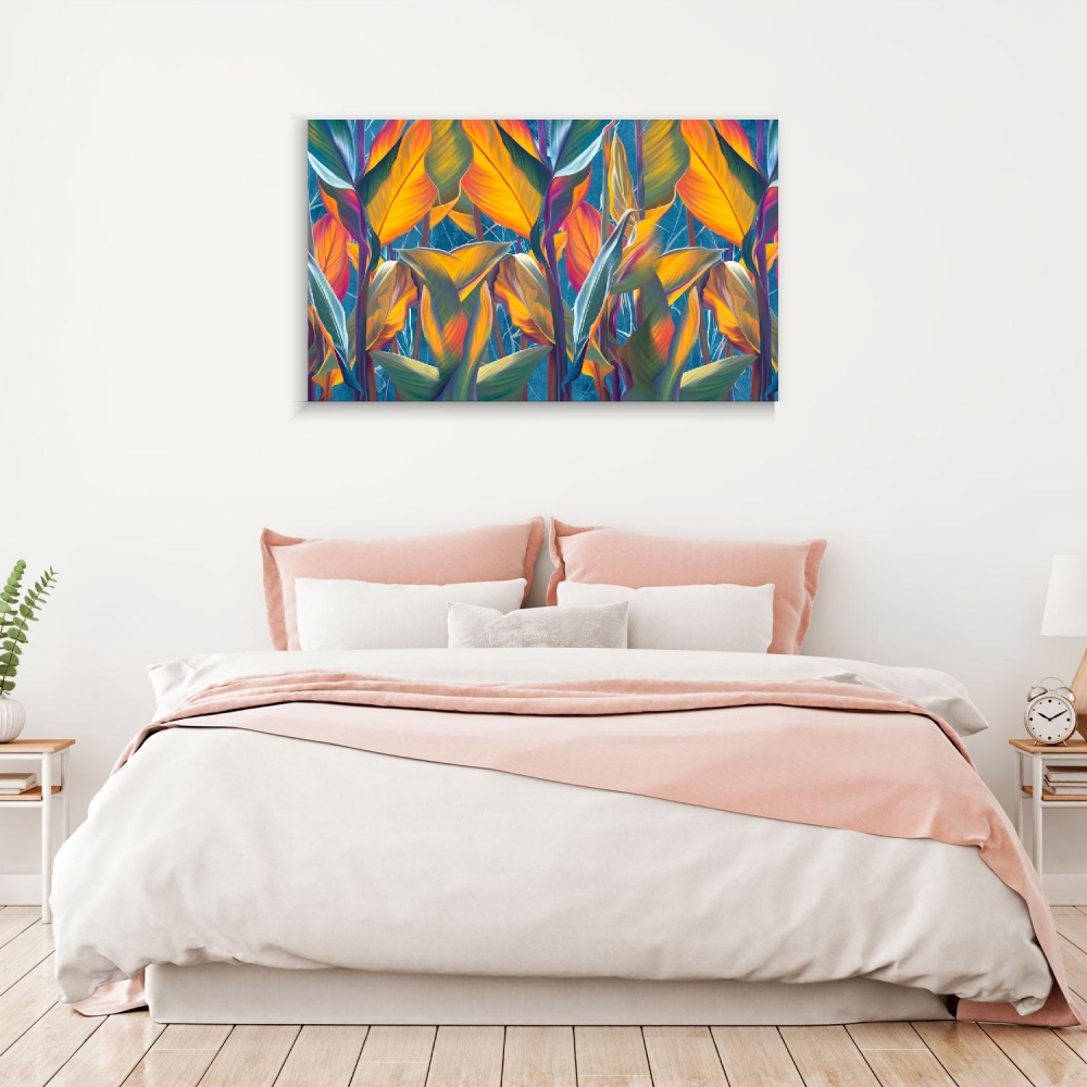 

Картина на холсте Для дома Drawn Exotic Tropical Leaves 50х100 см.
