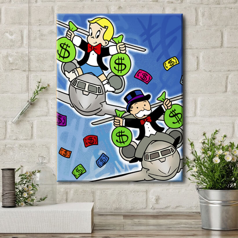 

Картина на холсте Деньги Money plane 110х150 см.