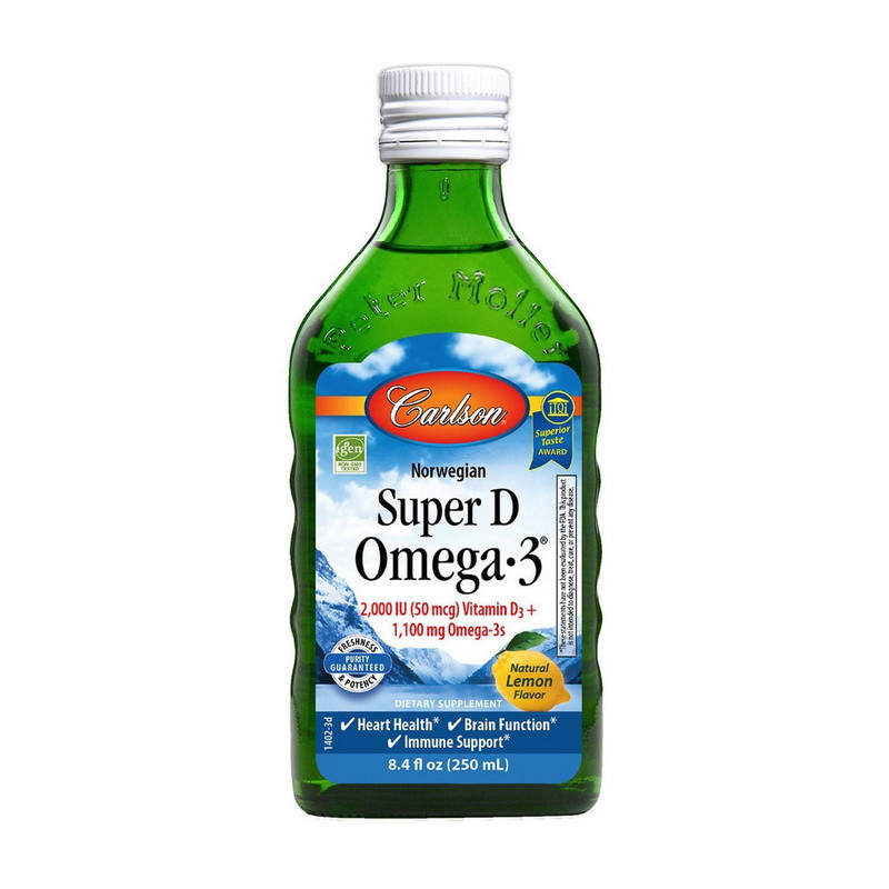 

Супер Д Омега 3 Carlson Labs Super Vit D + Omega 3 (2000 IU Vitamin D3 + 1,100 mg Omega-3s) (250 mL)