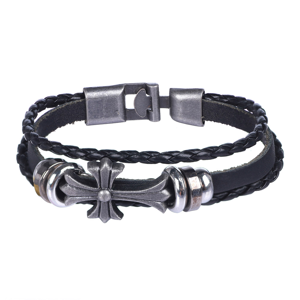 

Браслет из кожи С крестом DiaDemaGrand Черный с серым (101919-19-15)