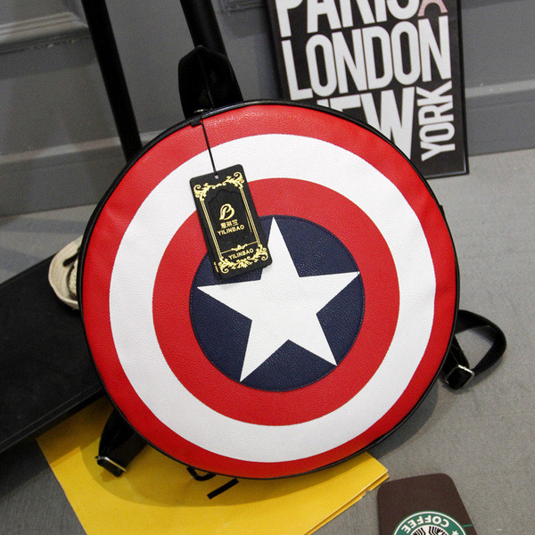 

Рюкзак-щит Captain America со звездой Америка черный ( IBR021B )