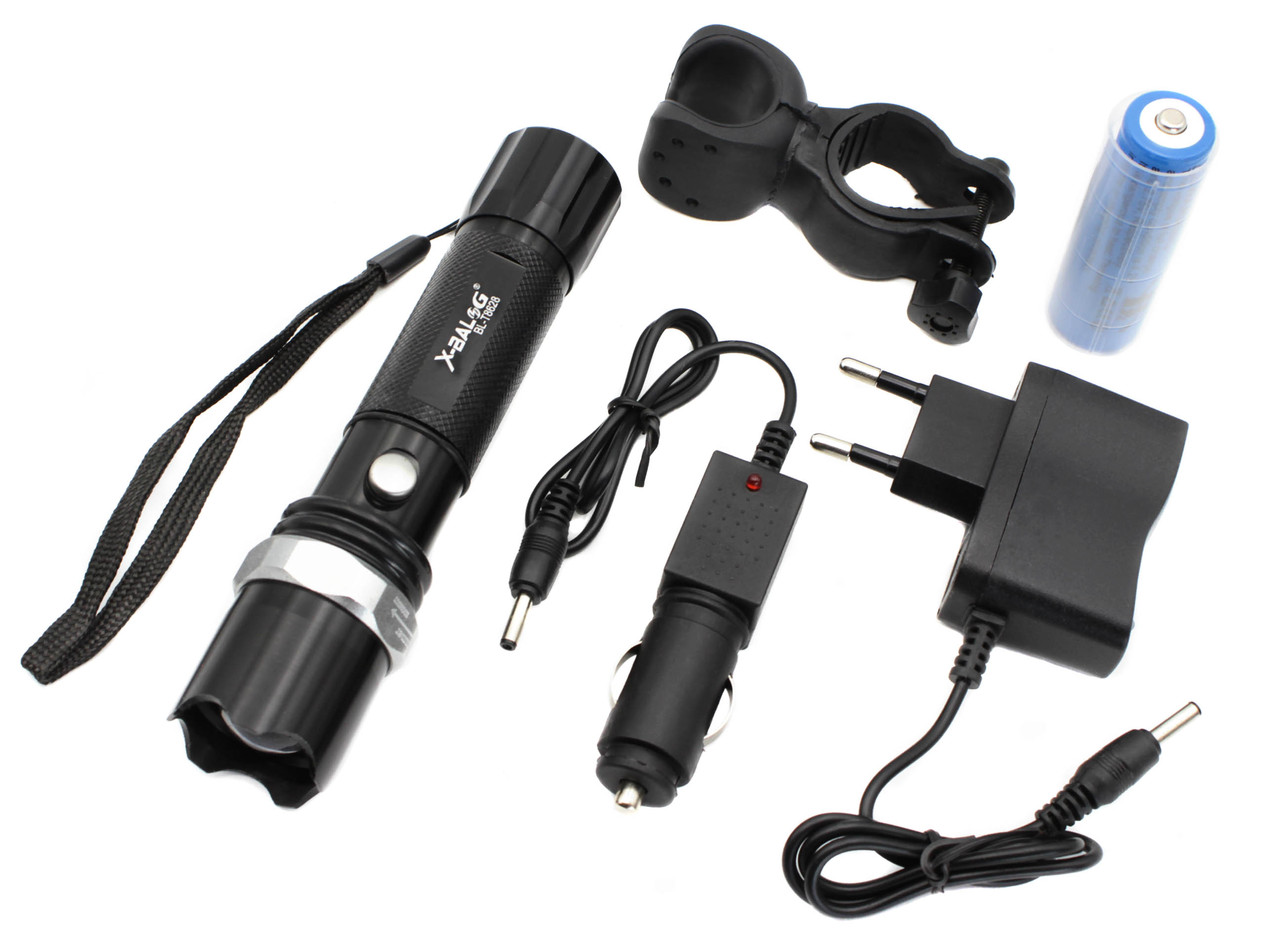 

Фонарь Police BL-T8628/ Li-ion 18650 или 1хААА/ 1× Cree XP-E Q5/ Zoom/ Крепление под ружье,вело (t2370)