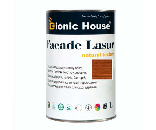 

Краска для дерева FACADE LASUR Bionic-House 1л Коньяк