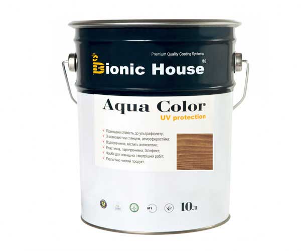 

Краска для дерева Bionic-House Aqua Color UV-protect 10л Золотой Орех