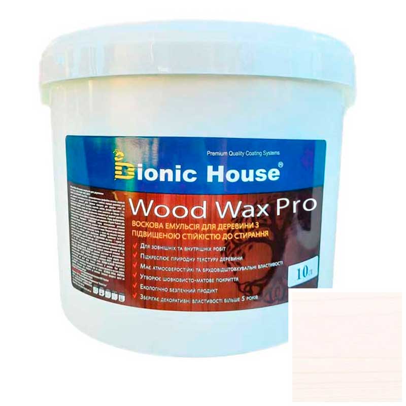 

Краска для дерева WOOD WAX PRO безцветная база Bionic-House 10л Белый