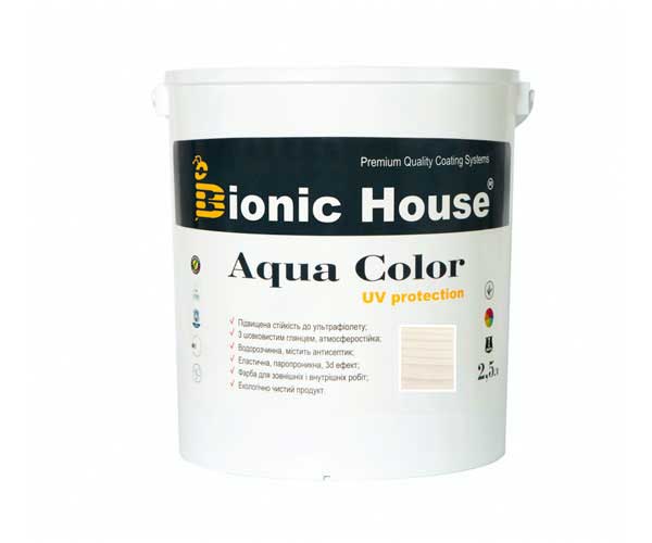 

Краска для дерева Bionic-House Aqua Color UV-protect 2,5л Жасмин