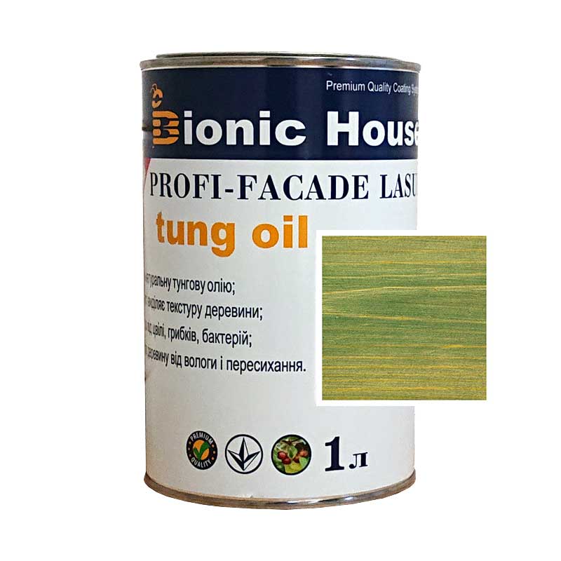 

Краска для дерева PROFI-FACADE LASUR tung oil 1л Изумруд