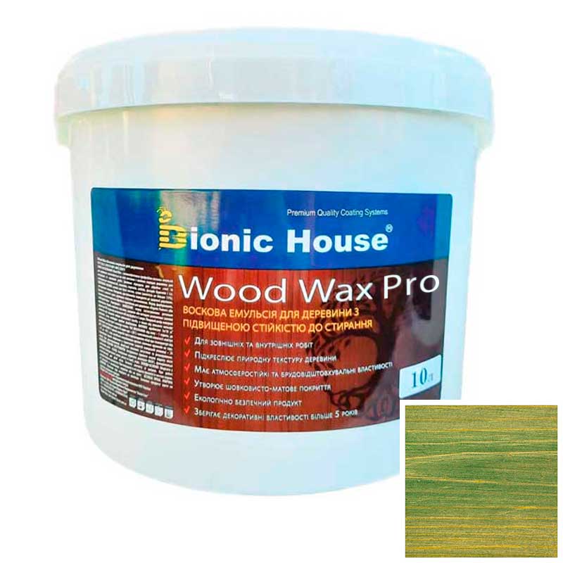 

Краска для дерева WOOD WAX PRO безцветная база Bionic-House 10л Изумруд