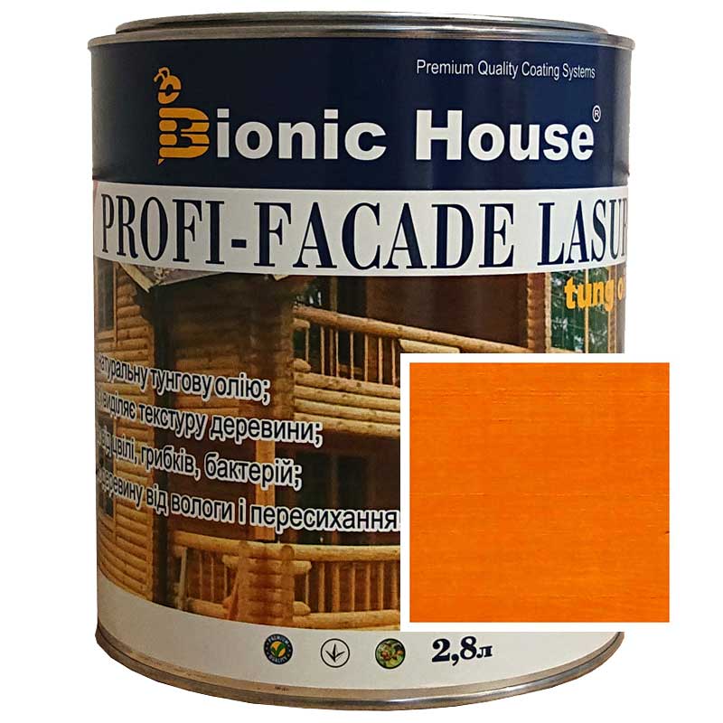 

Краска для дерева PROFI-FACADE LASUR tung oil 2,8л Пиния