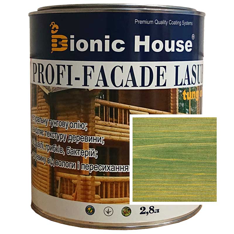 

Краска для дерева PROFI-FACADE LASUR tung oil 2,8л Изумруд