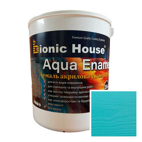 

Краска-эмаль для дерева Bionic-House Aqua Enamel 2,5л Бирюза