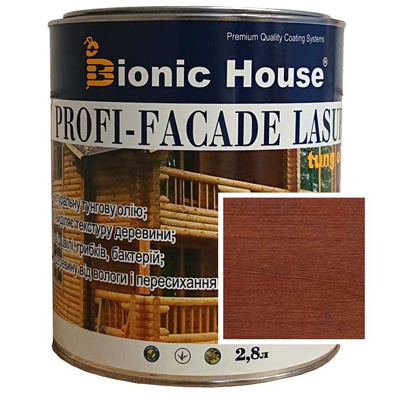 

Краска для дерева PROFI-FACADE LASUR tung oil 2,8л Марсала