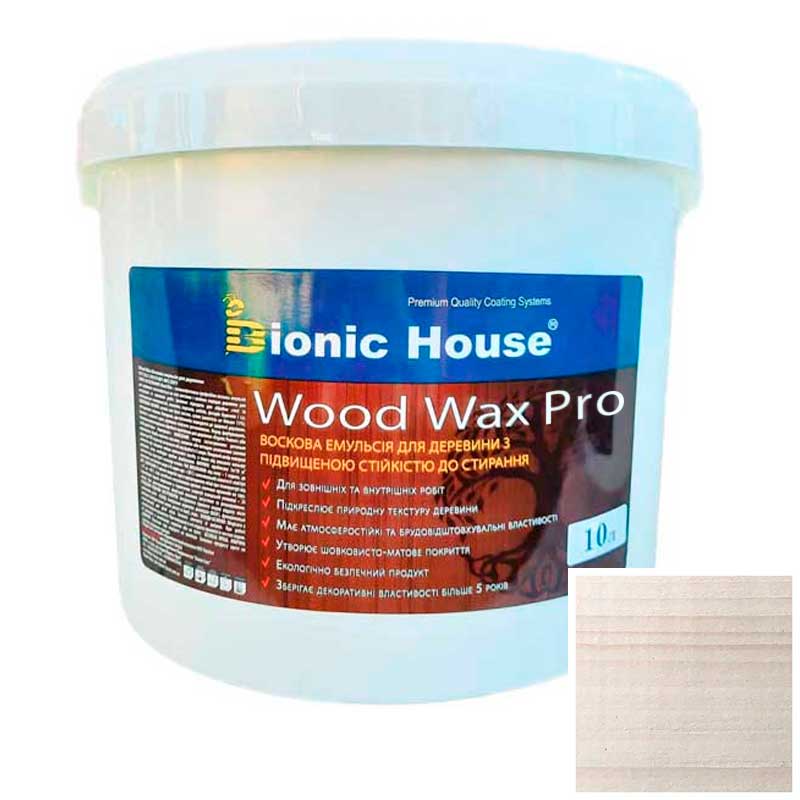 

Краска для дерева WOOD WAX PRO безцветная база Bionic-House 10л Белый Дуб