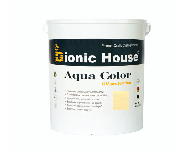 

Краска для дерева Bionic-House Aqua Color UV-protect 2,5л Слоновая кость А102