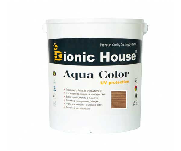 

Краска для дерева Bionic-House Aqua Color UV-protect 2,5л Золотой Орех