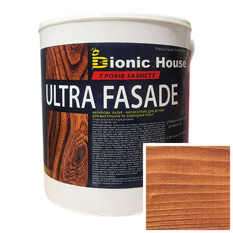

Краска для дерева фасадная, длительного срока службы ULTRA FACADE 2,5л Золотой Орех