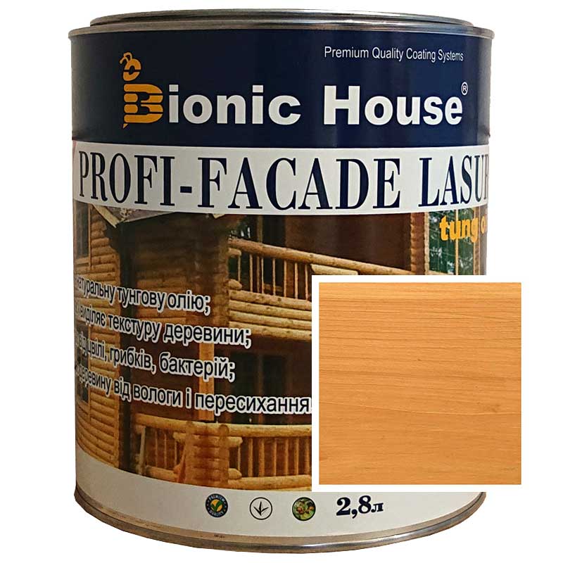 

Краска для дерева PROFI-FACADE LASUR tung oil 2,8л Дуб