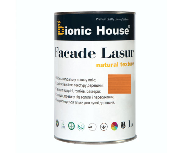 

Краска для дерева FACADE LASUR Bionic-House 1л Миндаль А112