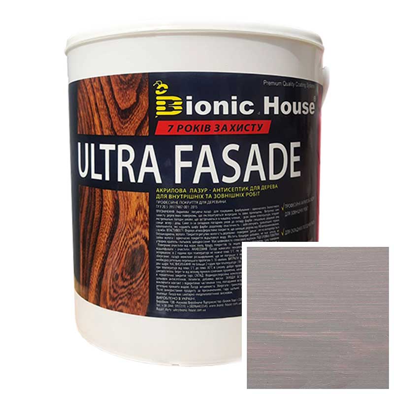 

Краска для дерева фасадная, длительного срока службы ULTRA FACADE 2,5л Пепел