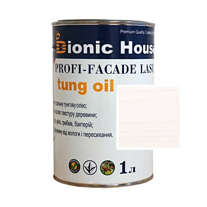 

Краска для дерева PROFI-FACADE LASUR tung oil 1л Белый