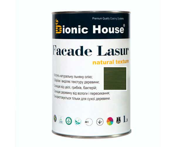

Краска для дерева FACADE LASUR Bionic-House 1л Мирта