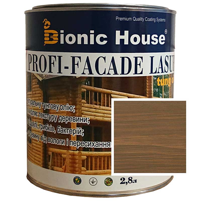 

Краска для дерева PROFI-FACADE LASUR tung oil 2,8л Хаки